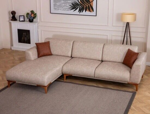 Sofá en forma de L beige para sala de estar, sofá de diseñador de lujo, mobiliario de asientos nuevo.