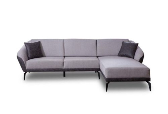 Blanco-gris sofá de esquina en forma de L para la sala de estar, textil de diseño de muebles textiles.