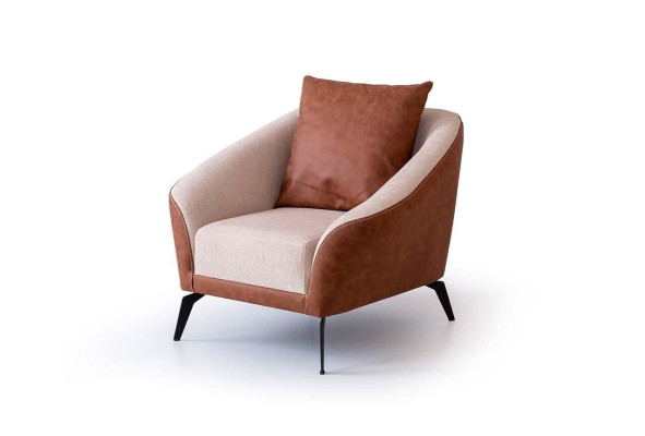 Marrón-beige conjunto de sofás de salón diseñador de tres plazas lujoso sillón