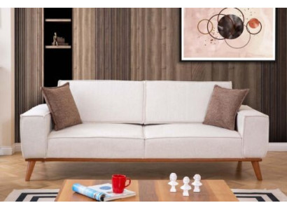 Sofá blanco de tela de diseñador para la sala de estar, muebles de lujo de asiento elegante.