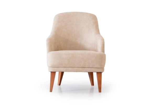 Sillón de cuero beige para sala de estar, sillón de respaldo, diseño de 1 plaza, muebles nuevos.