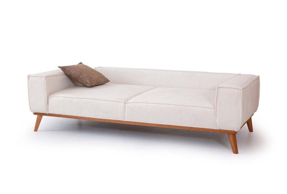 Sofá blanco de tela de diseñador para la sala de estar, muebles de lujo de asiento elegante.