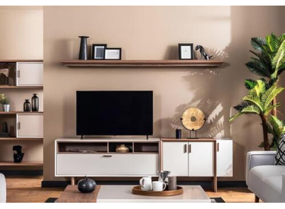 Blanco y marrón RTV armario diseñador Lowboard Modernos muebles de madera robusta