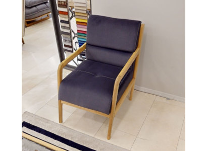 Moderno sillón azul para salón, tapizado, asiento individual con reposabrazos