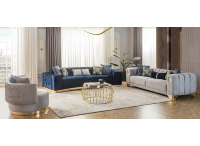 Moderno conjunto de muebles tapizados para sala de estar, sofá de diseño de cuatro plazas, sofá de tres plazas, 2 sillones.