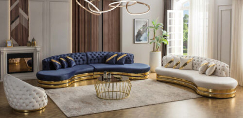 Sofá Chesterfield moderno Conjunto de lujo de cuatro plazas Sofá de 3 plazas Sillón