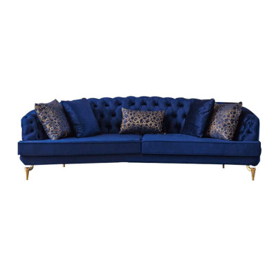 Sala de estar azul Chesterfield conjunto de sofás de lujo Sofás tapizados de 4 plazas