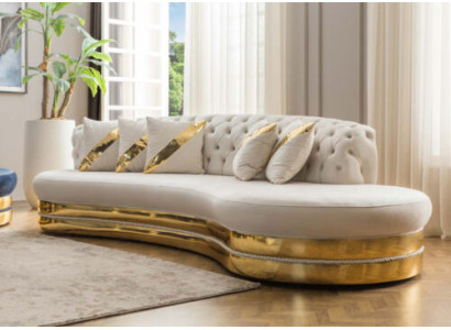 Sofás Chesterfield semicirculares blancos de diseñador 2x 3 plazas Sofás elegantes