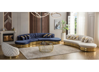 Sofás Chesterfield de diseñador Semi-circulares de acero inoxidable 4 plazas + 3 plazas 3 plazas