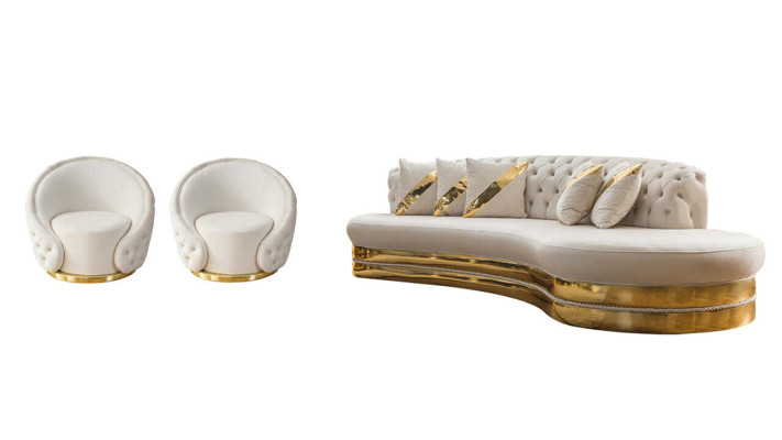 Sofá Chesterfield exclusivo Conjunto de sala de estar Sofá semicircular Sillón