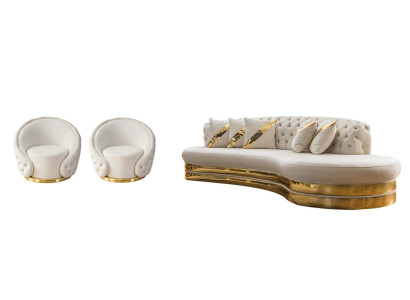 Sofá Chesterfield exclusivo Conjunto de sala de estar Sofá semicircular Sillón