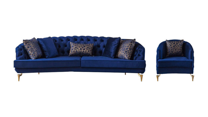 Sofá Chesterfield exclusivo de diseñador de lujo de cuatro plazas 1 pieza 2 partes.
