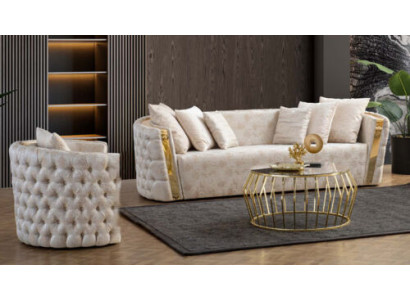Chesterfield beige Sofás de salón Acero inoxidable de 3 plazas Lujo de 1 plaza