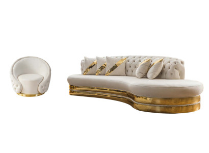 Conjunto Chesterfield moderno de lujo, juego de sofás, sillón redondo de 3 plazas, 2 piezas.