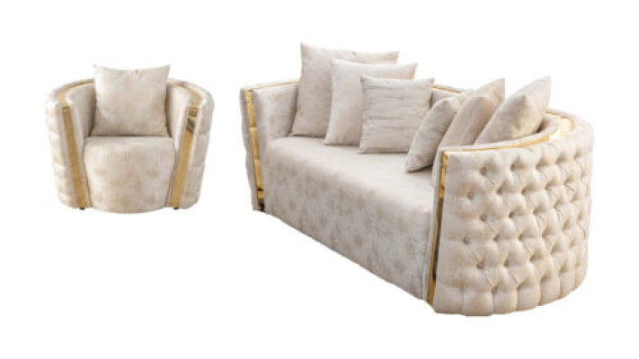 Sala de estar beige Chesterfield de dos asientos, asiento lujoso de dos asientos.