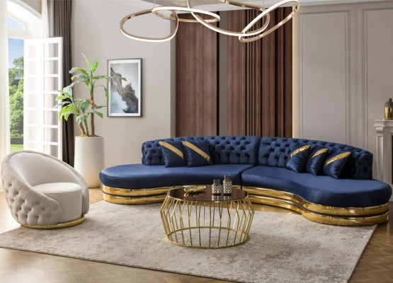 Exclusivo sofá Chesterfield de 4 plazas abombado, diseño de sofá tapizado.