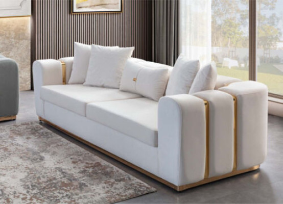 Exclusivos sofás tapizados de diseñador de 4 plazas, muebles de lujo para la sala de estar.