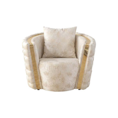 Sillón individual de lujo, asiento acolchado de diseñador, textil moderno nuevo