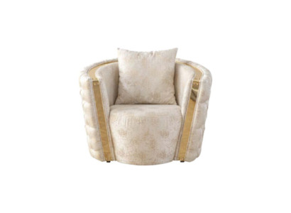 Sillón Chesterfield blanco de lujo con 2 asientos redondos acolchados de una plaza.