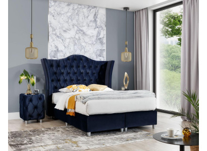 Conjunto de dormitorio: cama, 2 mesitas de noche, decoración de lujo de 3 piezas. Diseño completo.