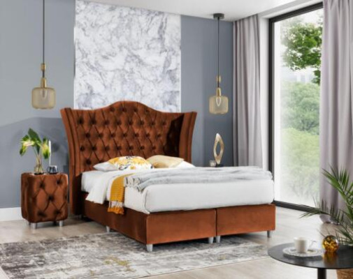 Conjunto de lujo para dormitorio con cama doble moderna y mesitas de noche, nuevo, 3 piezas.