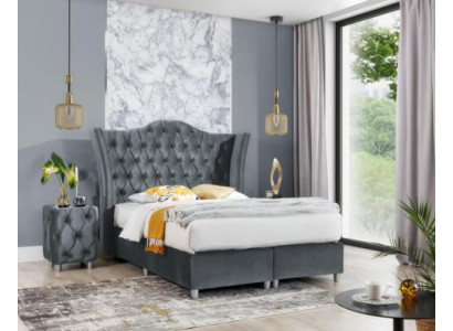 Juego de dormitorio con diseño de lujo con cama, 2 mesitas de noche de madera completamente nuevas.