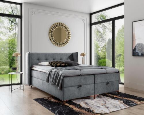 Cama Boxspring 160x200cm Muebles tapizados Cama de lujo Dormitorio Estilo moderno