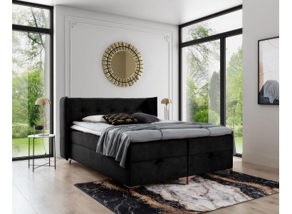 Dormitorio Muebles de diseñador Cama doble Madera Muebles tapizados Lujo Cama de muelles de caja