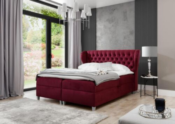 Cama de lujo con somier doble Cama de madera Muebles Cama tapizada Diseño moderno
