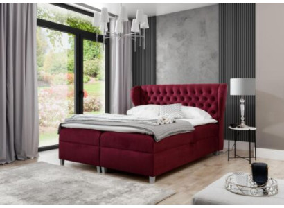 Cama de lujo con somier doble Cama de madera Muebles Cama tapizada Diseño moderno