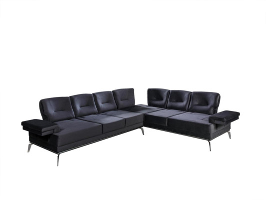 Sofá tapizado gris, sofá esquinero de acero inoxidable de diseño, muebles de salón modernos.
