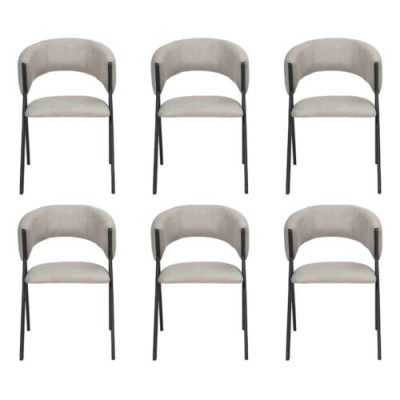 Comedor gris Grupo set de tela 4 sillas de silla Diseño de tela Tapizado Sillas