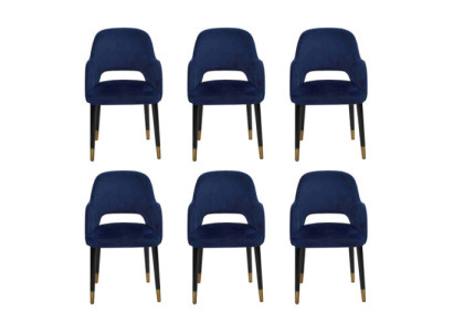 Lujo 6 sillas Muebles de cocina azul Diseñador moderno Silla de comedor Muebles de madera.