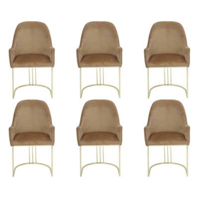 Grupo Set 6x Sillas Sillón Diseño Tela Tapizado Sillas Comedor Textil