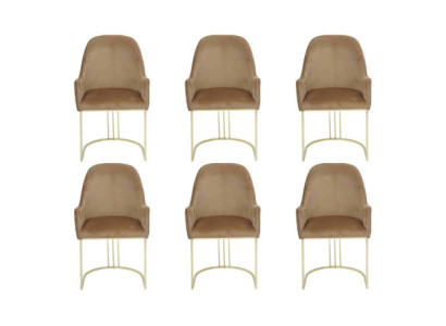 Grupo Set 6x Sillas Sillón Diseño Tela Tapizado Sillas Comedor Textil
