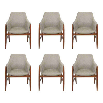 Silla gris moderna de comedor, 6 sillas sillas de cocina con respaldo de tela de madera.
