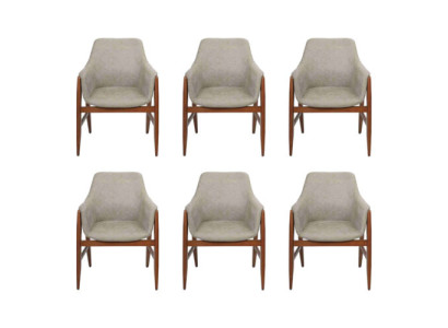 Silla gris moderna de comedor, 6 sillas sillas de cocina con respaldo de tela de madera.