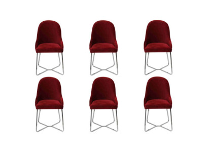 Sillas modernas de lujo para comedor, conjunto rojo de 6 sillas, muebles silla de comedor.