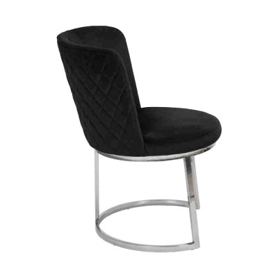 Sillas de comedor modernas negras de diseñador con patas de acero inoxidable, set de 6.