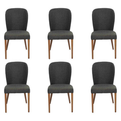 Sillón tapizado moderno de madera 6 sillas de lujo diseño de silla