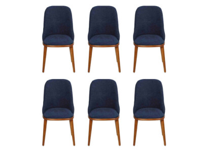 Salón de lujo azul 6 sillas de madera Muebles Sillas Diseño con estilo Decoración