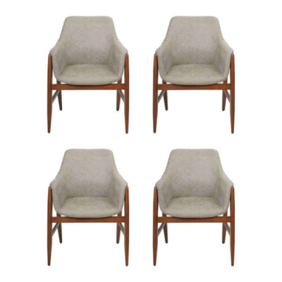 Silla de comedor 4x Sillas Silla de cocina Silla tapizada de madera moderna gris