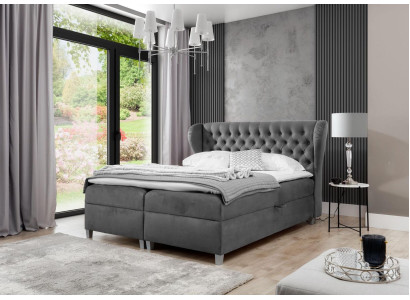 Cama tapizada de diseño de lujo tipo boxspring Chesterfield moderna para dormitorio.