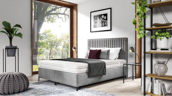 Instalación Cama Textil Lujo Diseño Cama con somier Dormitorio Madera Doble