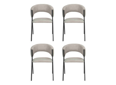 Conjunto de grupo textil para comedor con 4 sillas de diseño tapizadas en tela.