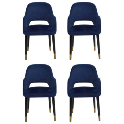 Lujo 4 sillas Lujo Muebles de cocina azules Silla de comedor de diseñador Muebles de madera