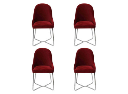 Sillas modernas de lujo para comedor rojas, juego de 4 sillas de comedor.