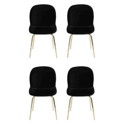 Conjunto de muebles negro Sillas 4x Set de sillas Tela Tapizado Asiento acero inoxidable