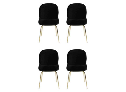 Conjunto de muebles negro Sillas 4x Set de sillas Tela Tapizado Asiento acero inoxidable