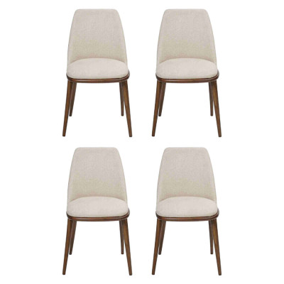 Conjunto de sillas blancas de diseñador 4x sillas de cocina Muebles de lujo Estructura de madera